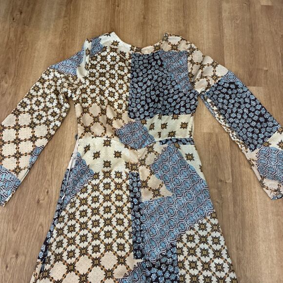 Glamorous Patchwork Geometric Floral Smock Maxi Dress Womens Size Large - Picture 10 of 14